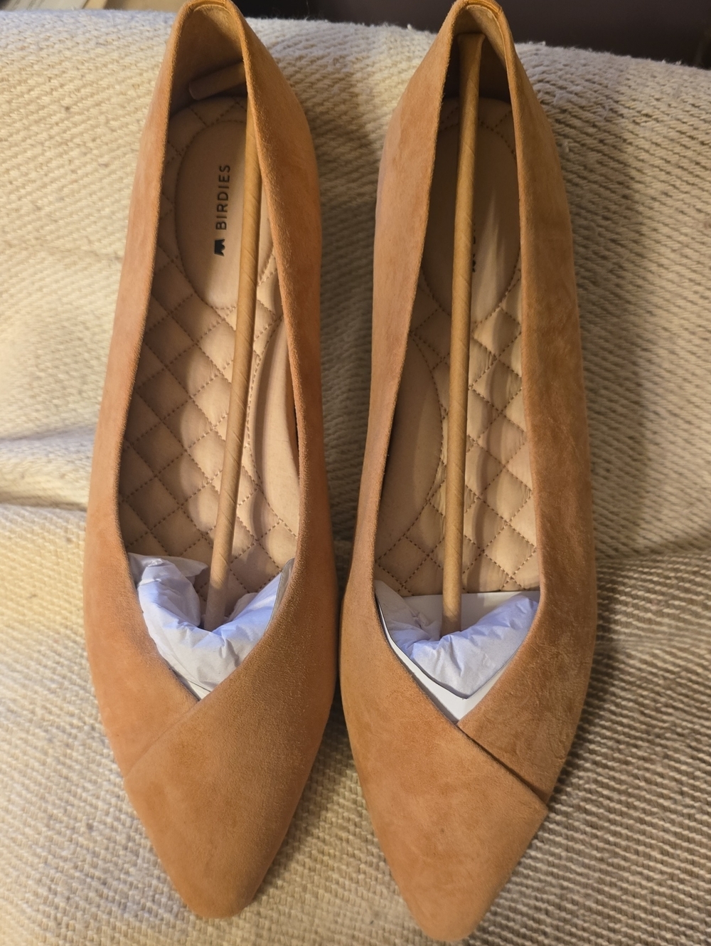 Birdies Camel Suede Pointed Toe Flats Size 12 NIB !